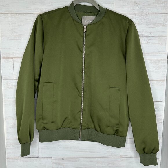 Everlane Womens The E2 Bomber Jacket Olive Green Size Medium Full Zip - Picture 3 of 10